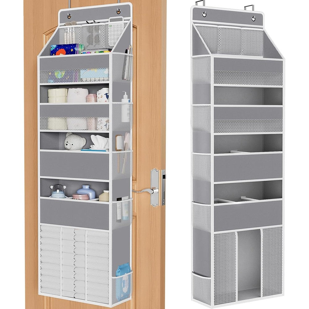 Wiselife 5-tier over the door organizer front view gray