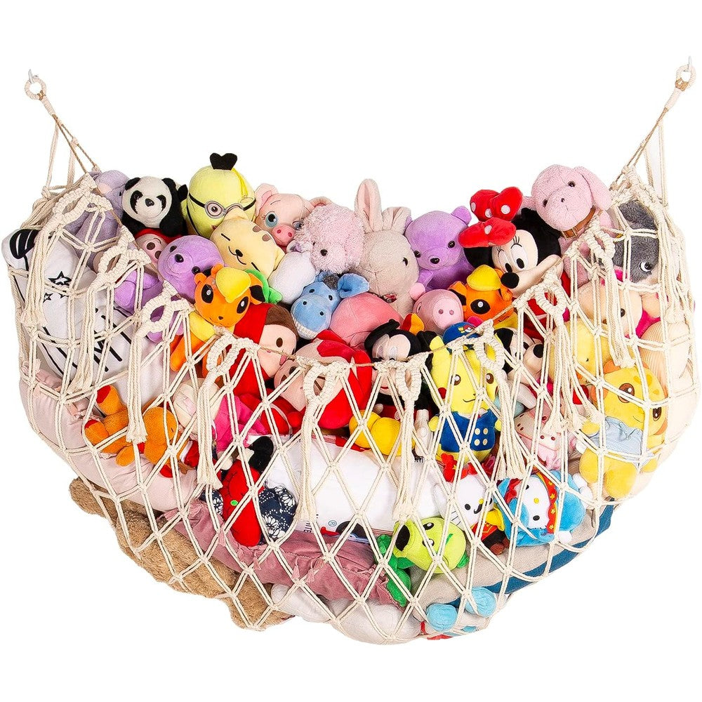 Ykbu macrame stuffed animal hammock front view