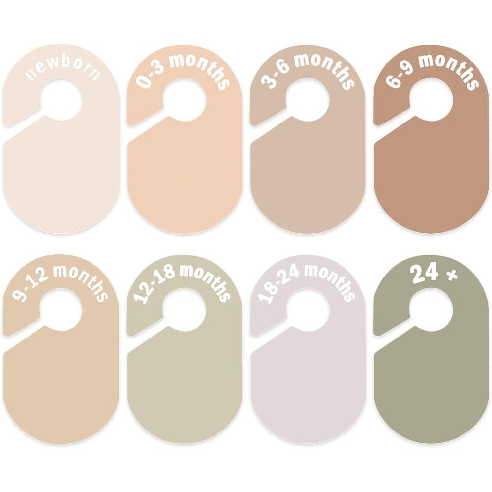 Eoscasely baby closet divider set in earth stone finish.