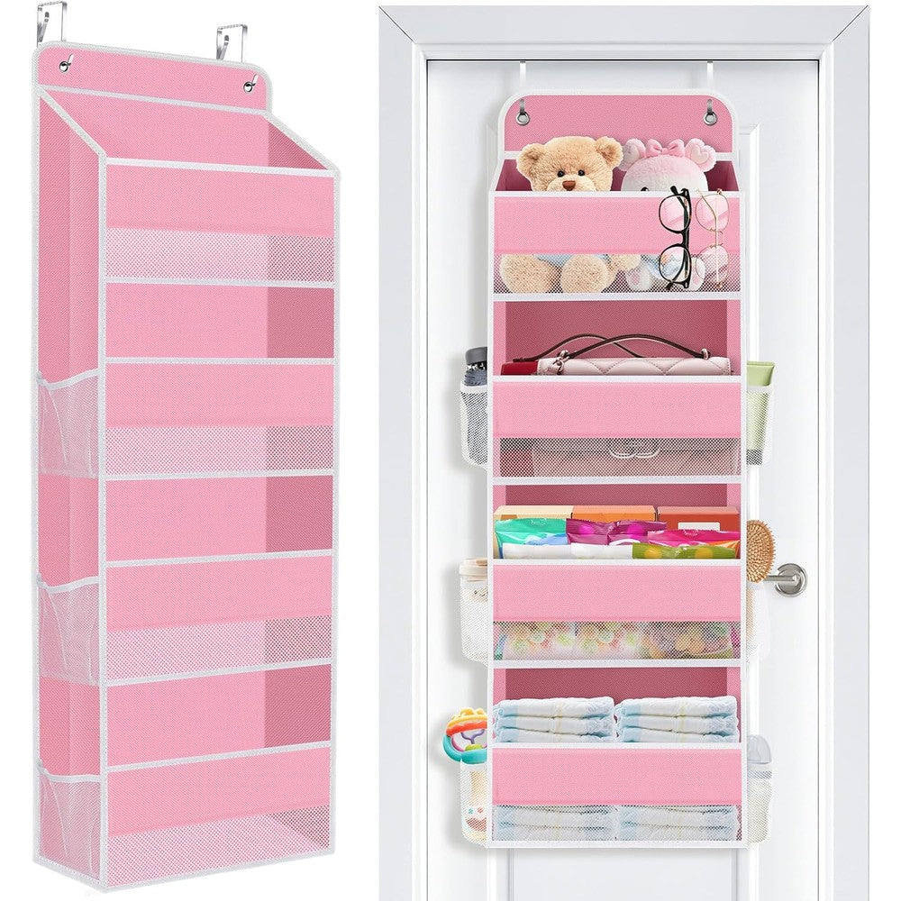 SpaceWhisper Over The Door Organizer Pink Front View