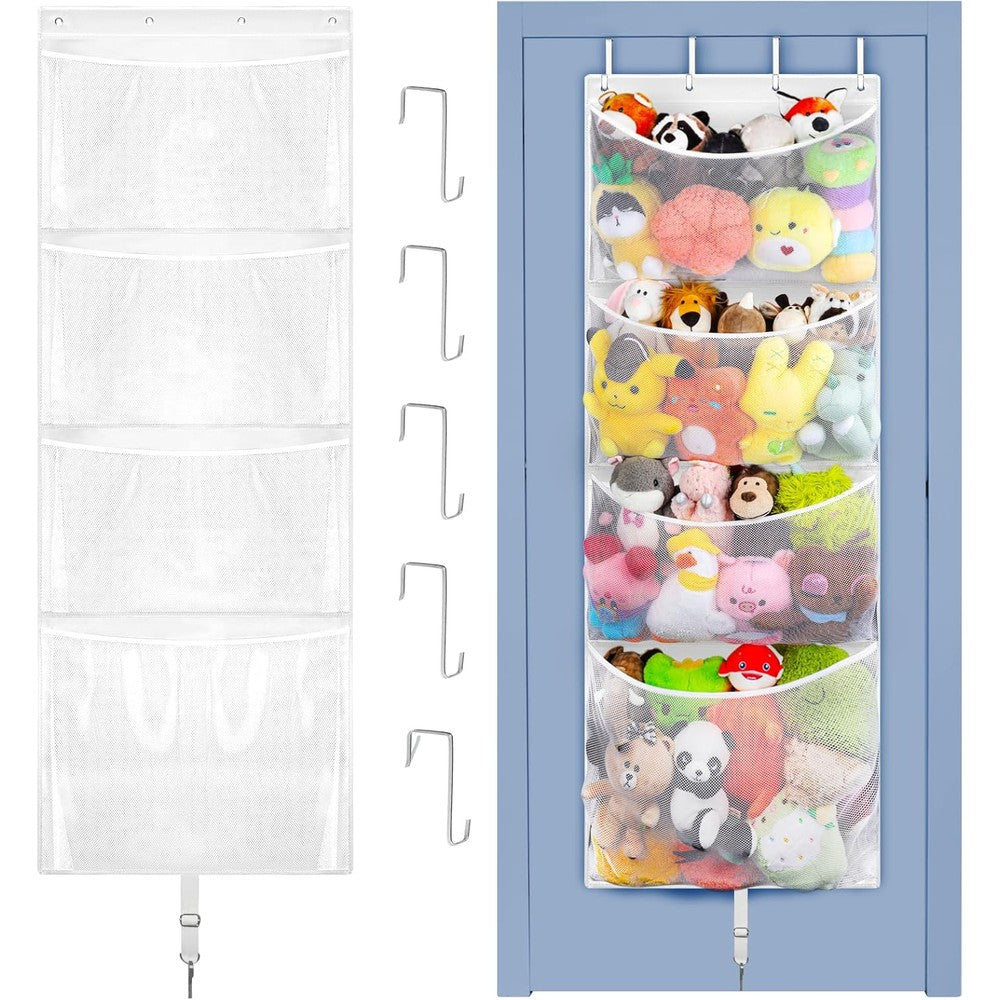 Woodoulogy hanging stuffed animal storage organizer front view