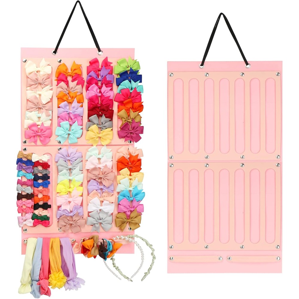 Vimiv hair bows holder and organizer front view displaying multiple colorful hair bows