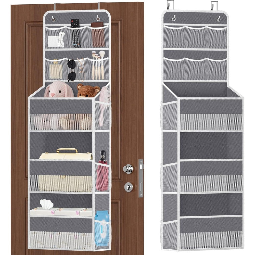 SpaceHacks 5-Tier Over The Door Organizer in dark grey front view