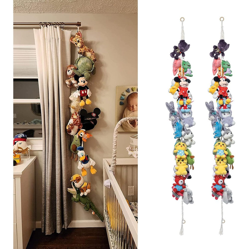 Lonchdan stuffed animal storage chain front view hanging on wall