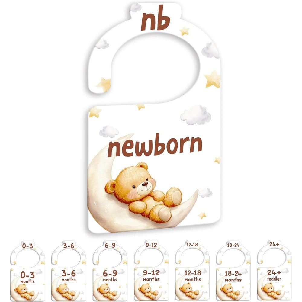 Jmost bear baby closet dividers front view on nursery rod