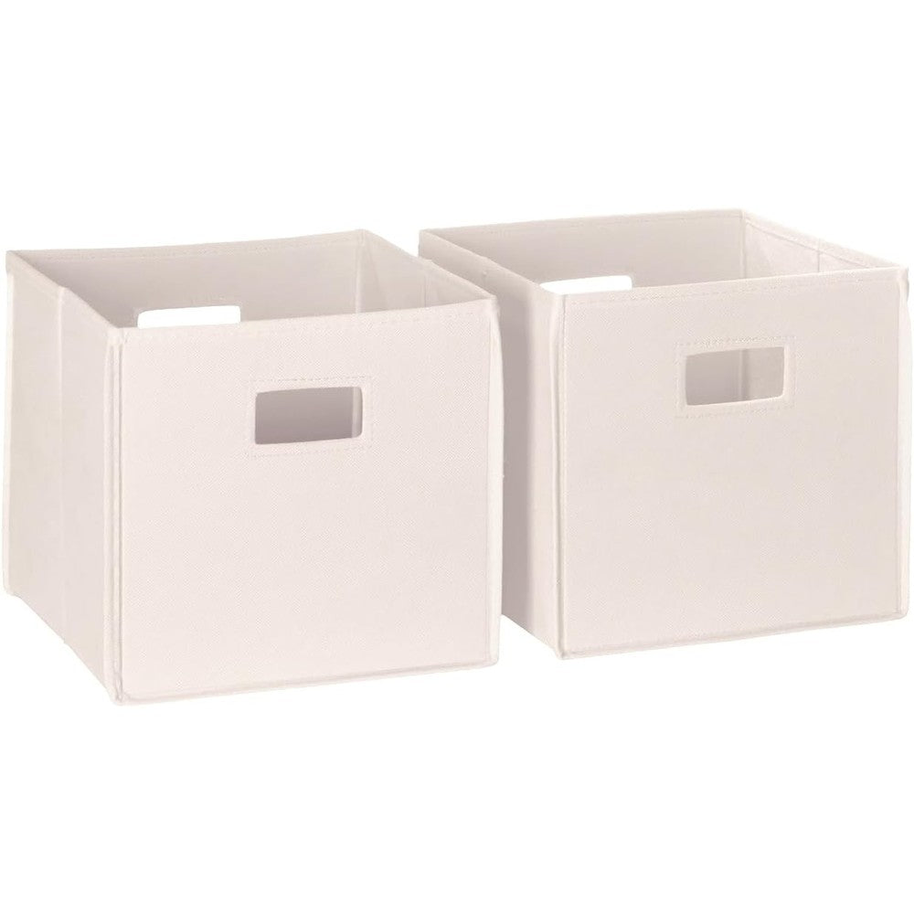 RiverRidge Kids fabric collapsible storage cube organizers front view cream two piece set