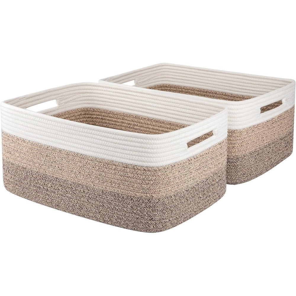 OIASKET large woven rope storage basket front view for closet organization