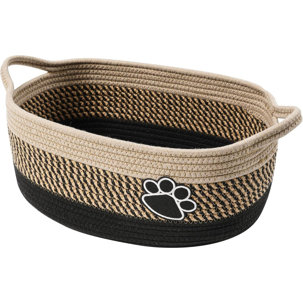 STOBSK small woven cotton rope storage basket front view for nursery organization