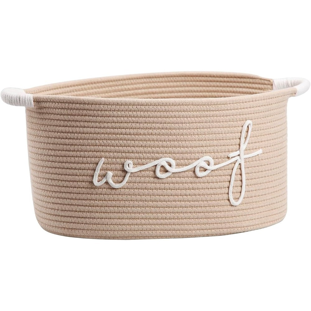 ZOMBATI woof woven rope storage basket front view displaying handcrafted organic cotton design