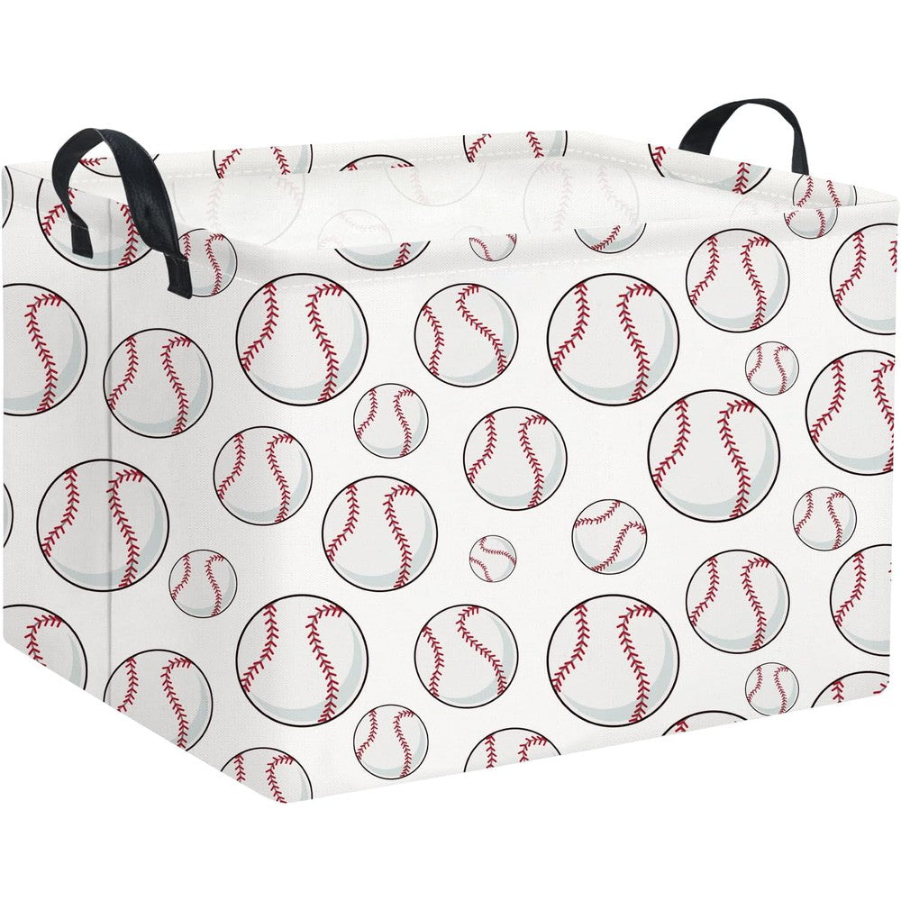 TIBAOLOVER rectangular baseball kids storage basket front view displaying sports pattern