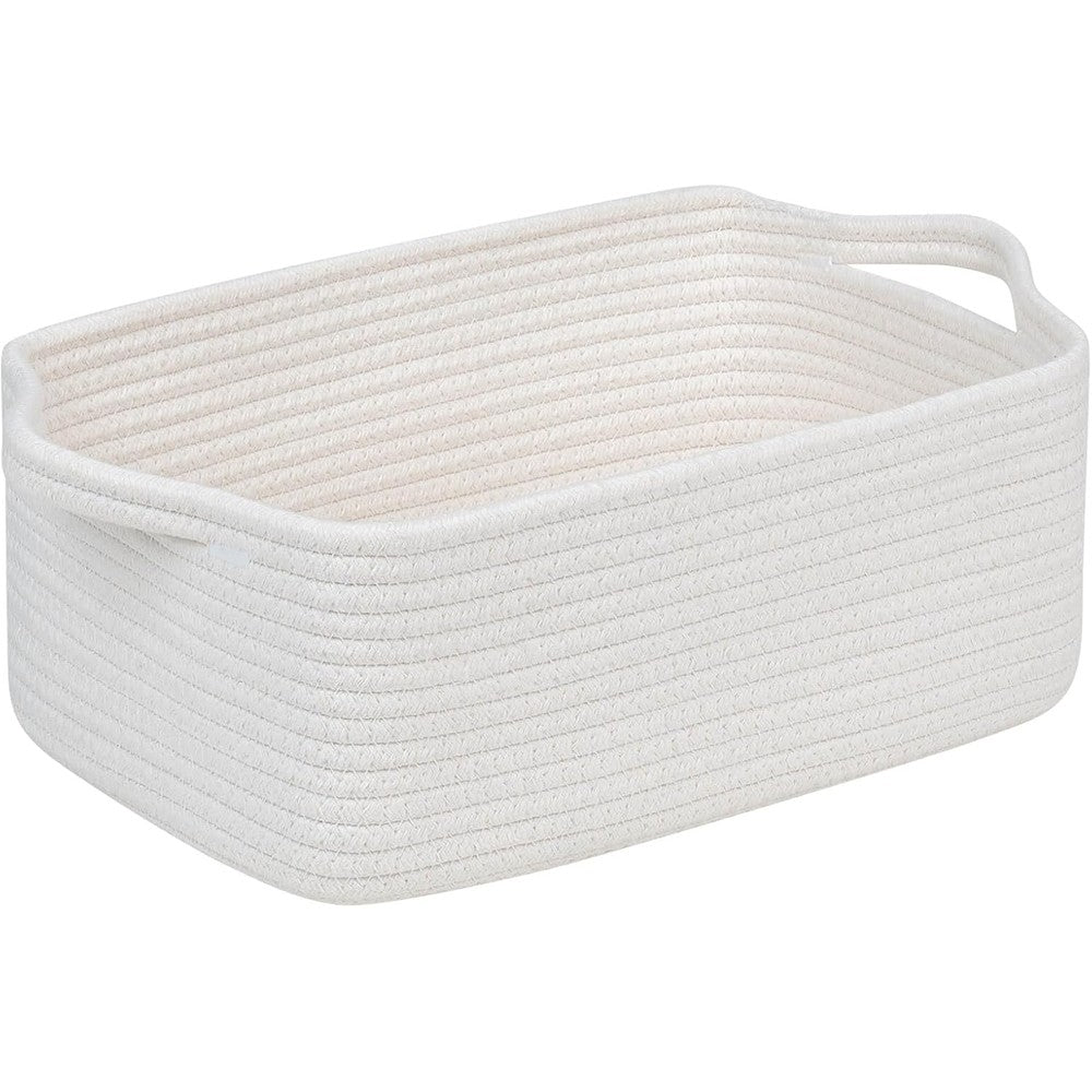 CubesLand cotton rope storage basket front view showing white woven texture