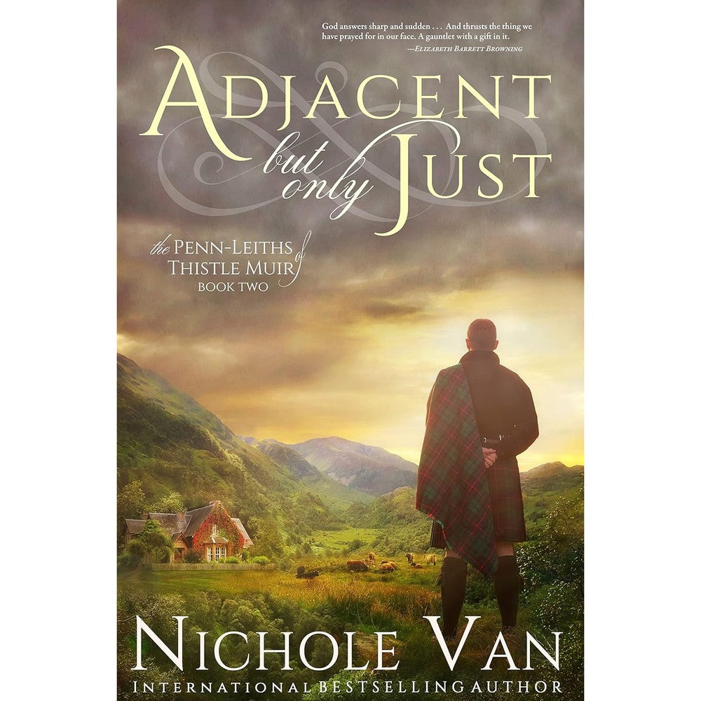 Nichole Van Adjacent But Only Just book front cover featuring a Scottish landscape