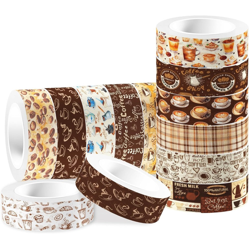 Joinfanxin 12 rolls coffee washi tape set front view