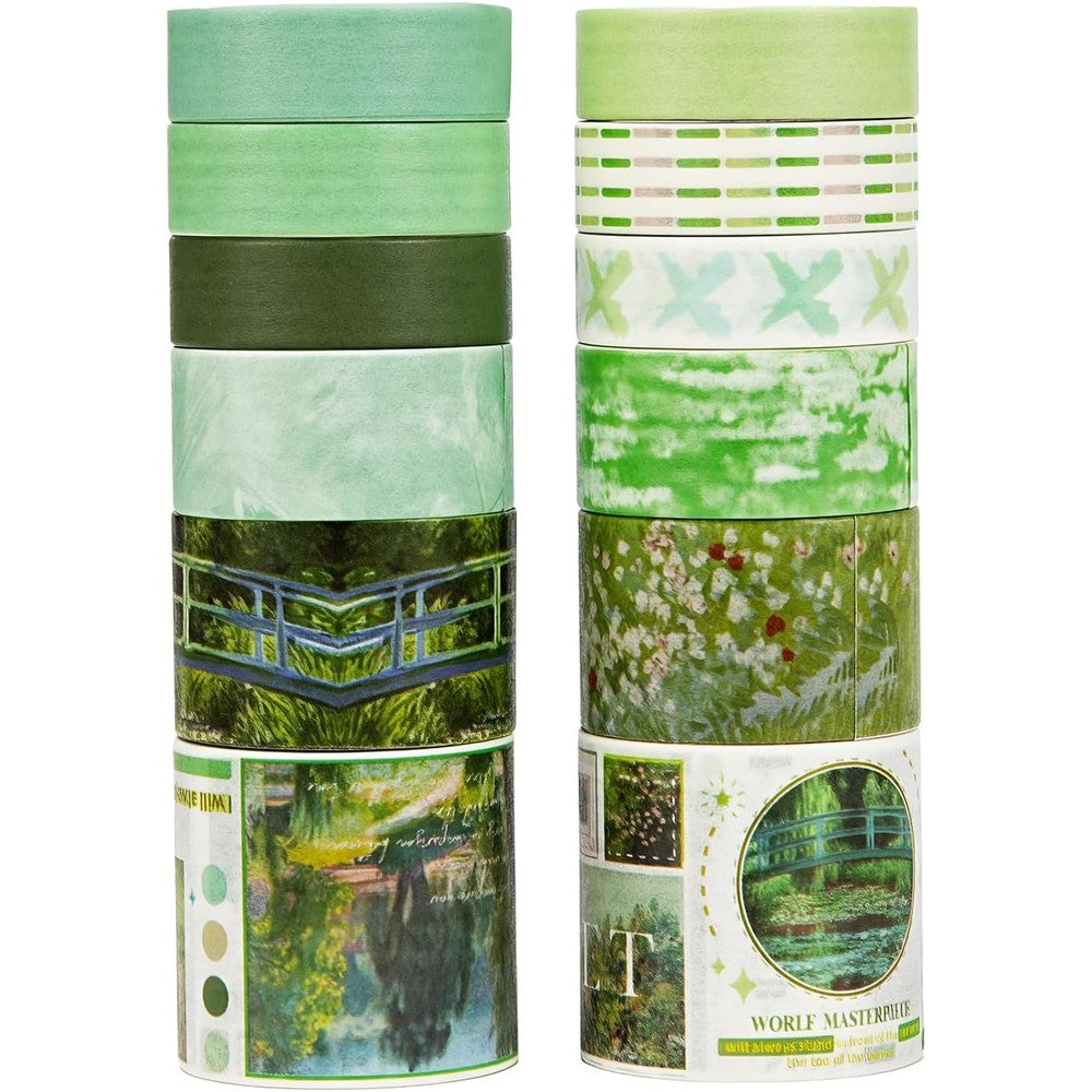 Generic gallery pattern washi sticker set 12 rolls front view