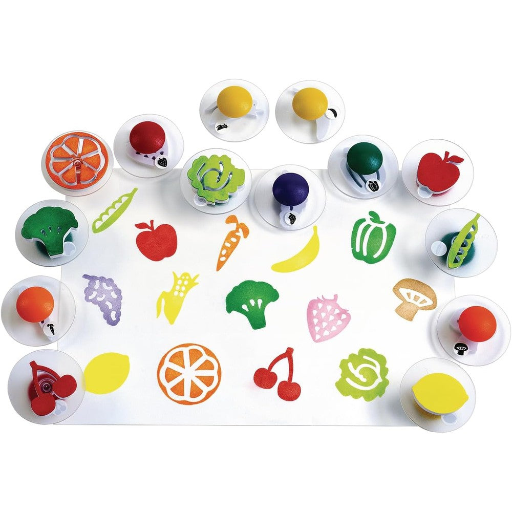 Colorations YUMSTAMP Easy-Grip Fruit and Vegetable stampers set front view