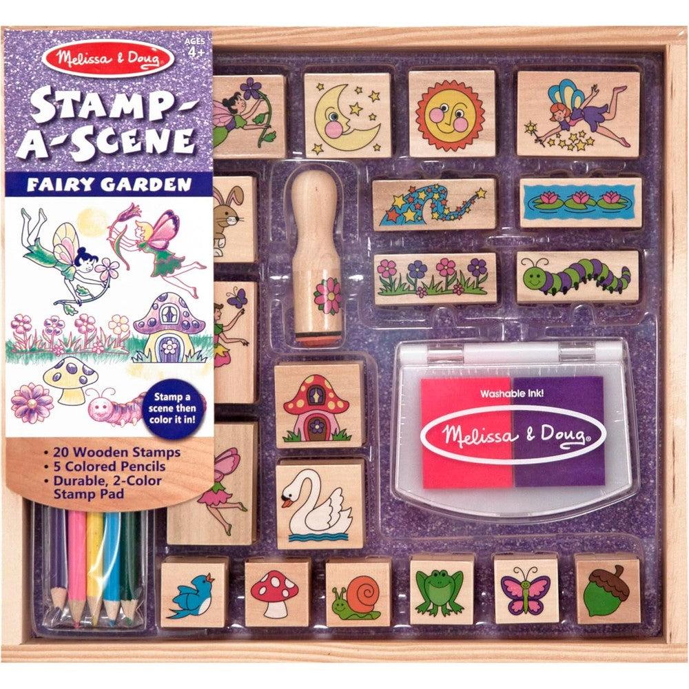 Melissa and Doug Stamp a Scene Fairy Garden wooden stamp set front view