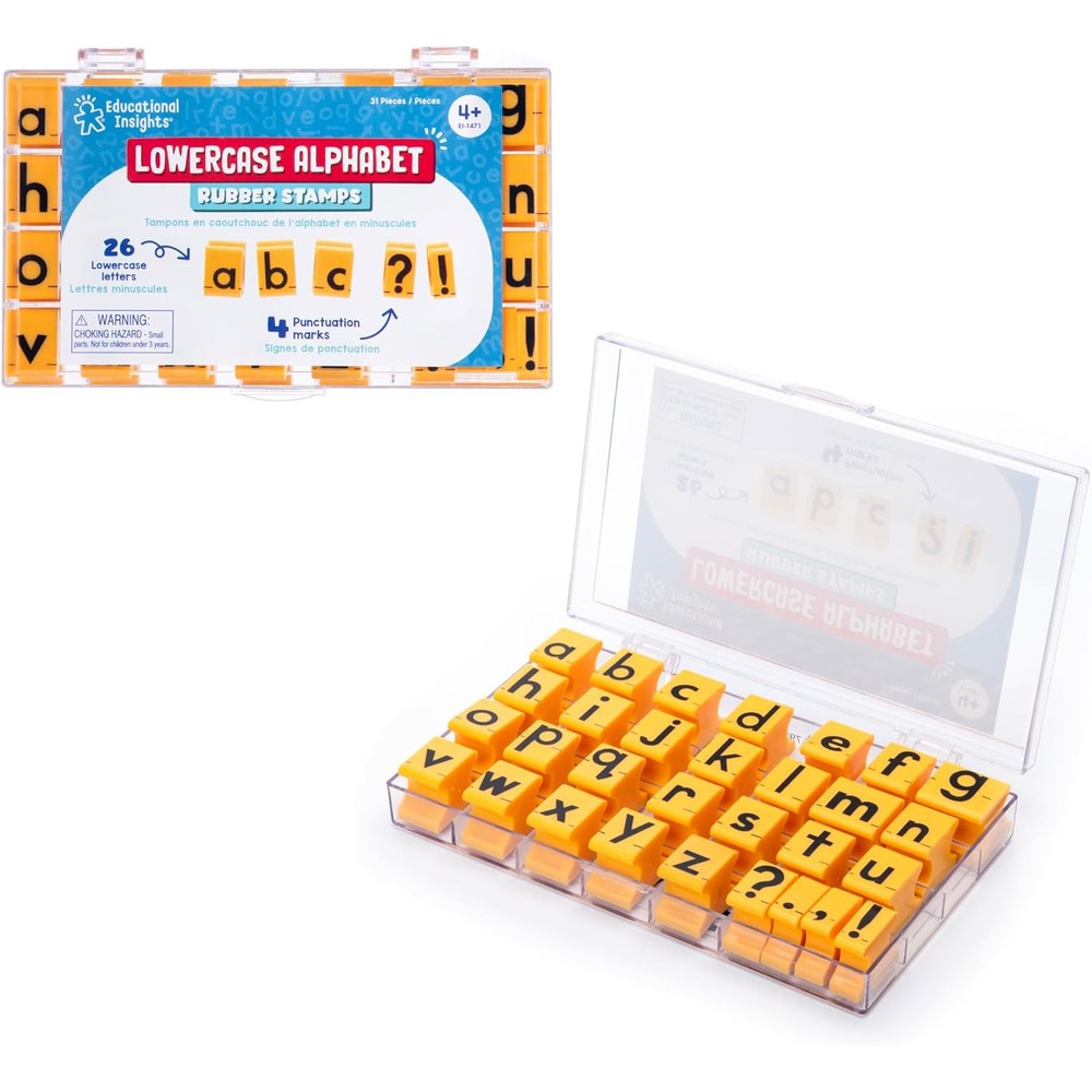 Educational Insights lowercase alphabet rubber stamps front view