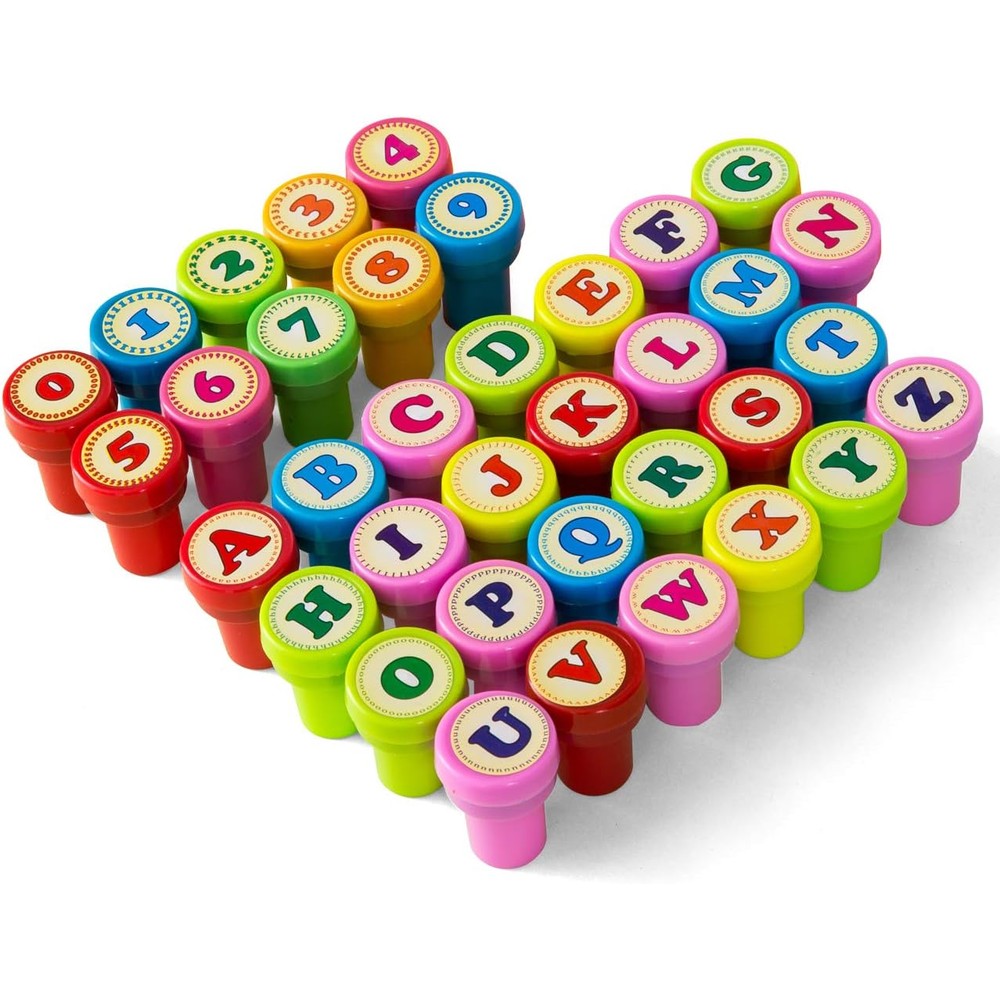 Kesote alphabet and number self-inking stamp set front view