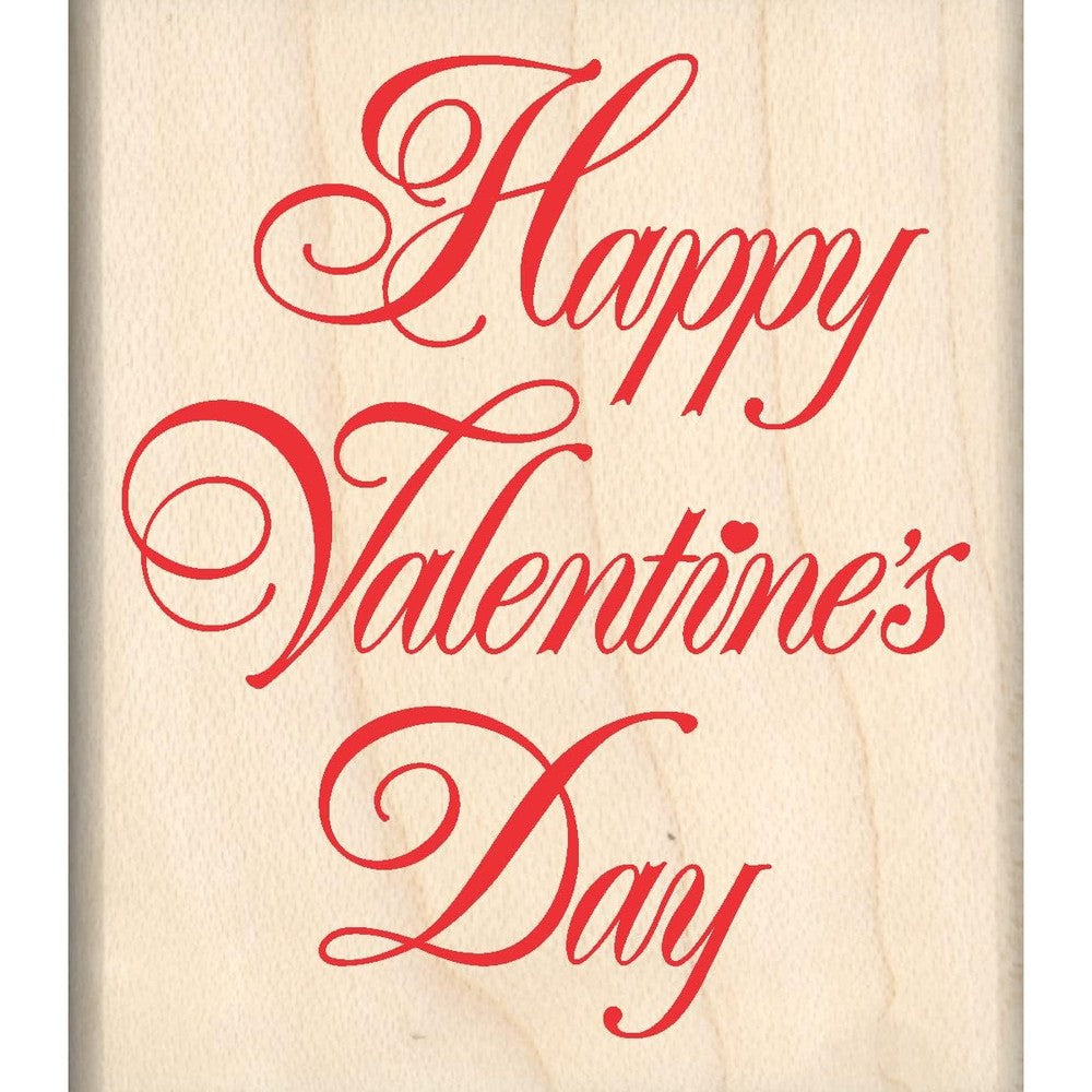 Stamps by Impression Happy Valentine's Day wood mounted rubber stamp front view