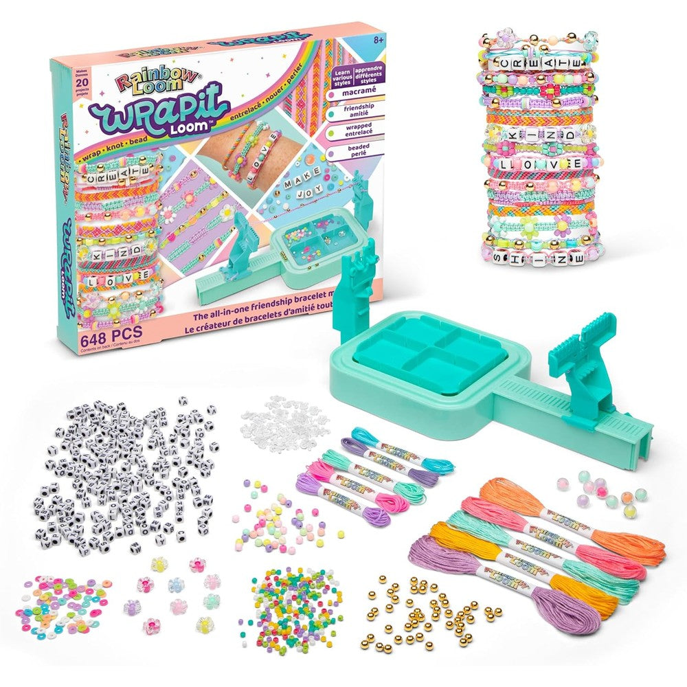Rainbow Loom Wrap It Loom Bracelet Maker kit front packaging view displaying premium friendship bracelet crafting supplies.