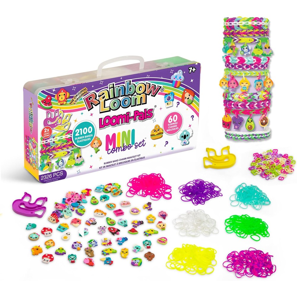 Rainbow Loom Loomi Pals Mini Combo Set front view showing the complete organized carrying case kit