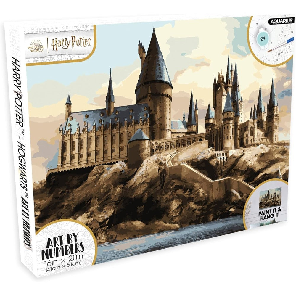 Aquarius Harry Potter Hogwarts Castle Paint by Number Kit front view of box artwork
