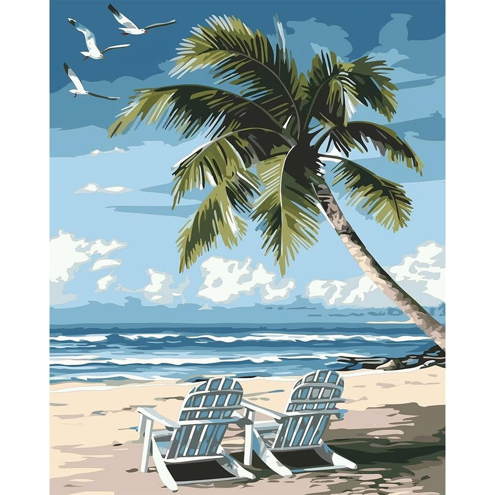 Natuyalo beach paint by numbers kit front view showing the textured canvas design.