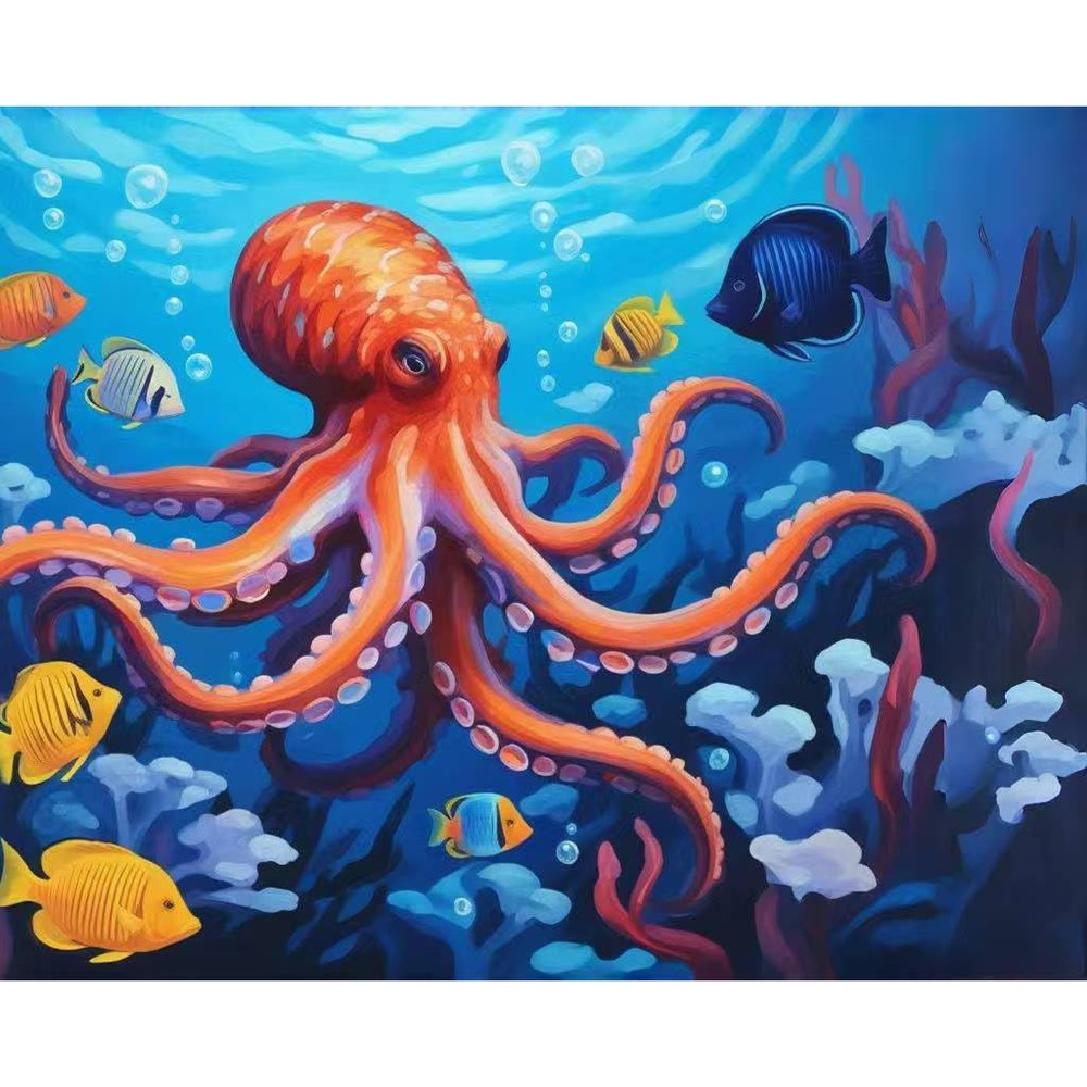 Newsight Paint by Numbers Color Octopus canvas kit front view