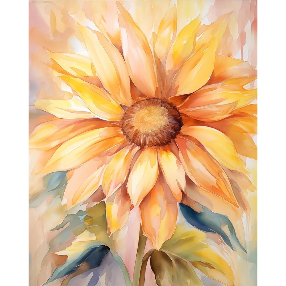 Natuyalo Paint by Numbers Kit front view showing the complete sunflower DIY acrylic canvas painting set for adults.