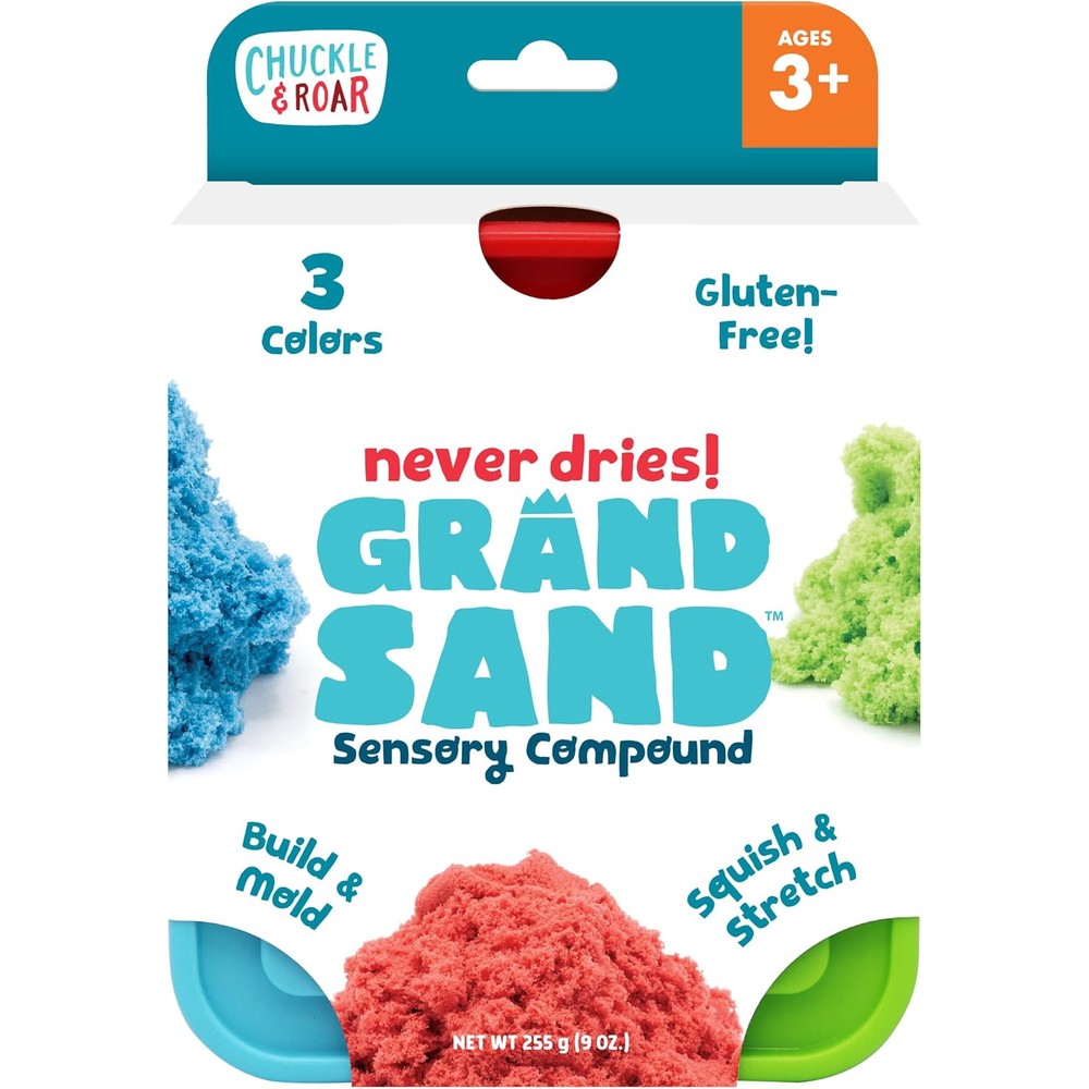 Chuckle And Roar Grand Sand Tactile Construction Sand front view of packaging