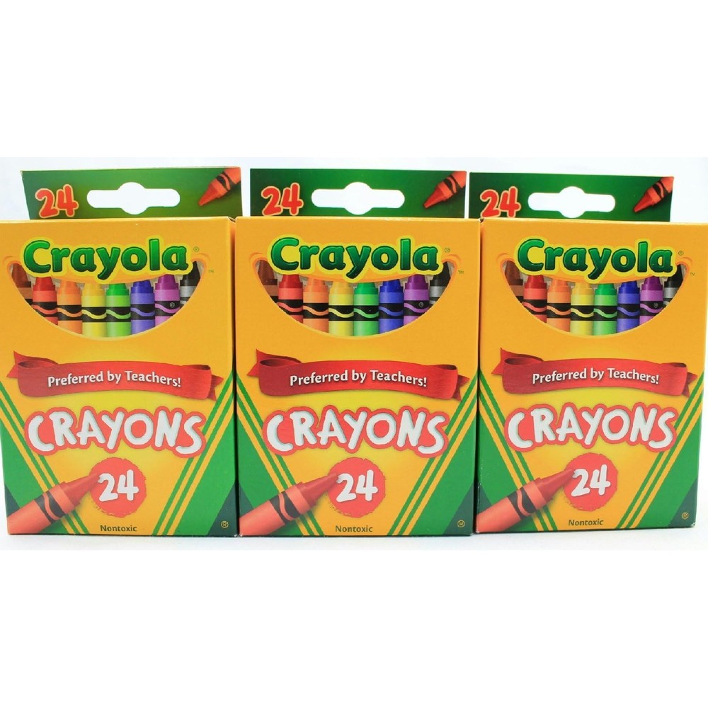 Crayola Crayons Bundle Three Pack front view showing non toxic school art supplies