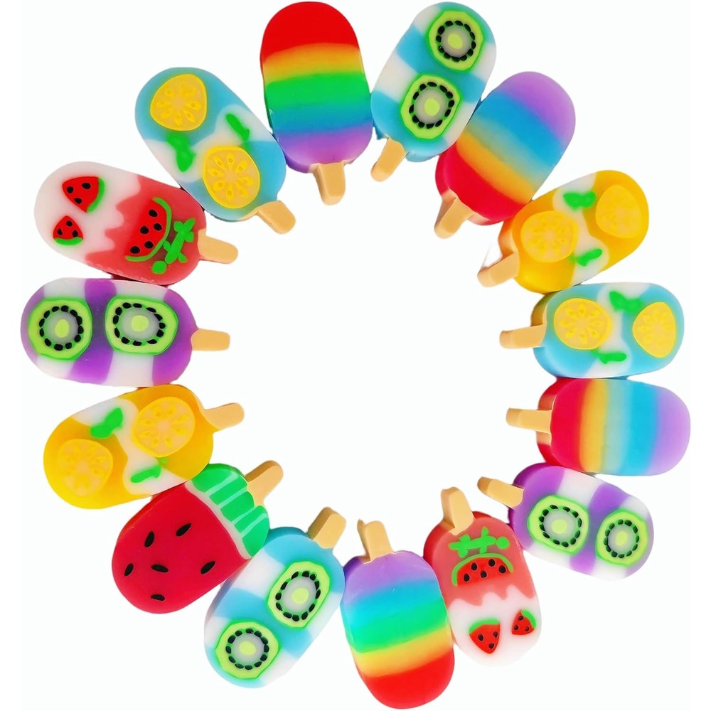 Jsehchya 24 piece ice cream eraser set front view