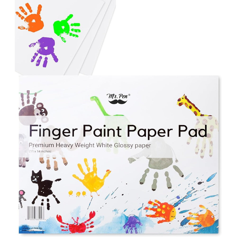 Mr. Pen finger paint paper pad front view featuring 22 sheets for children's art projects.