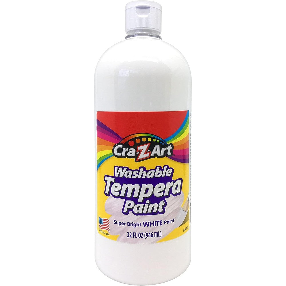 Cra-Z-Art Washable Tempera Paint White 32 Fluid Ounces front view bottle