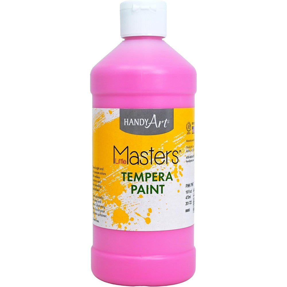 Handy Art Little Masters Tempera Paint pink 16 fluid ounce bottle front view
