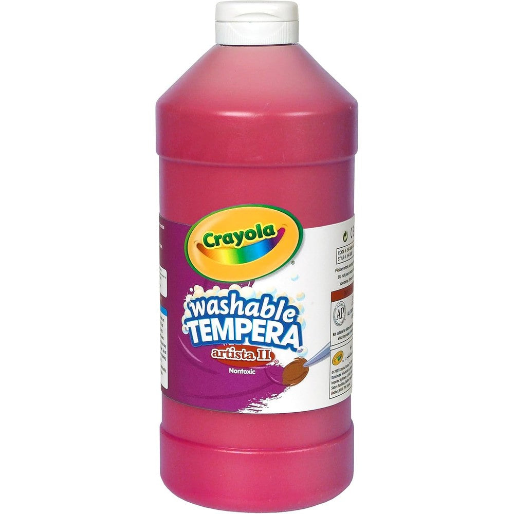 Crayola Washable Tempera Paint Red 32 Fluid Ounce bottle front view