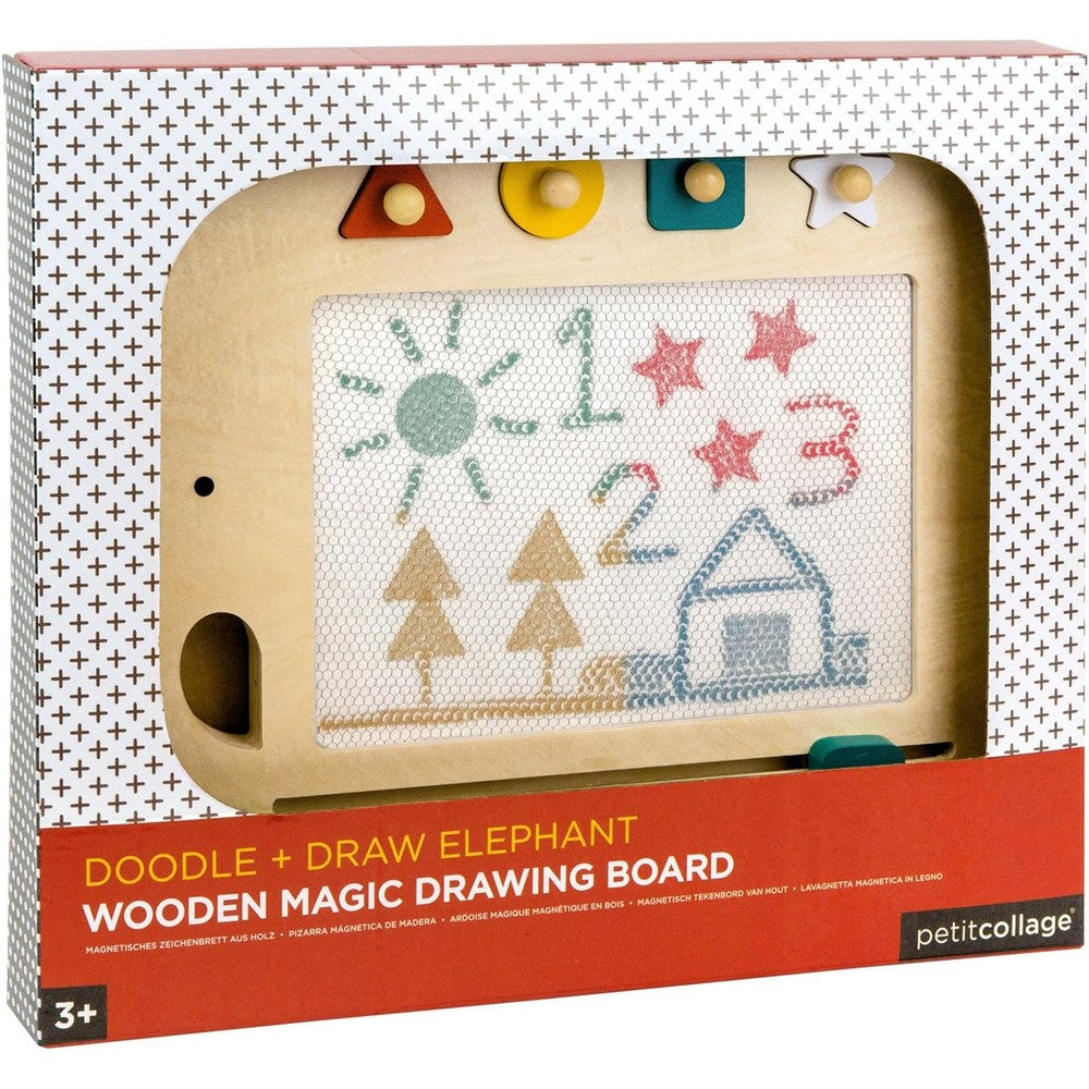Petit Collage Wooden Elephant Magnetic Magic Drawing Board front view for kids