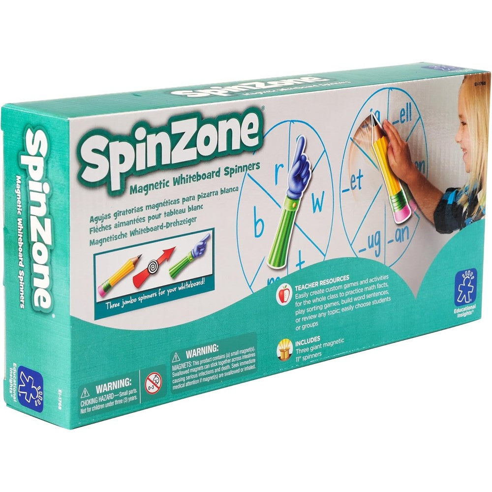 Learning Resources SpinZone magnetic whiteboard spinners set of three front view