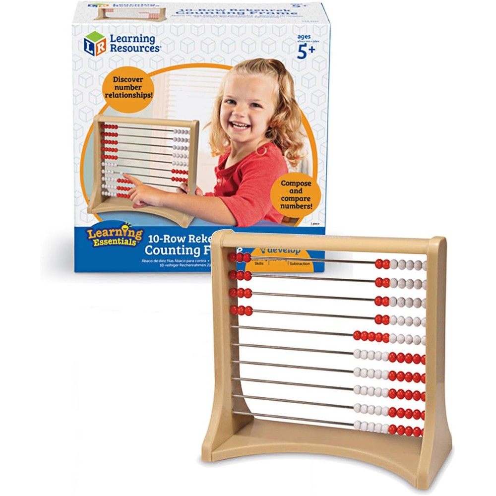 Learning Resources 10-Row Rekenrek Counting Frame front view showing 100 beads