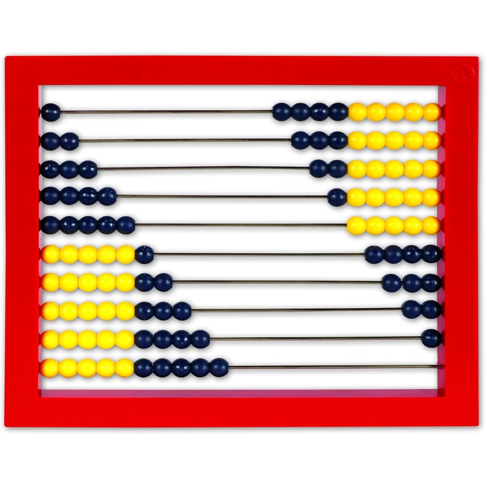 Learning Resources 2-Color Desktop Abacus front view showing red frame and beads
