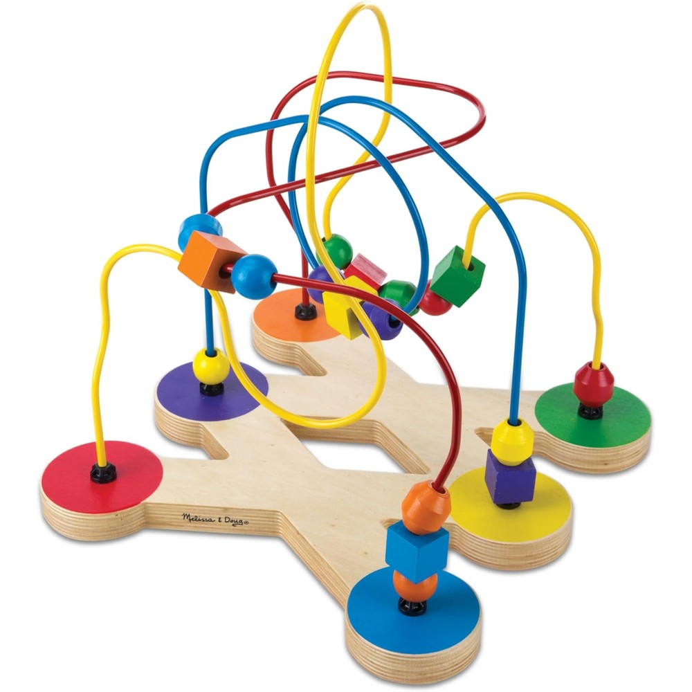 Melissa & Doug Classic Bead Maze front view wooden educational toy for toddlers