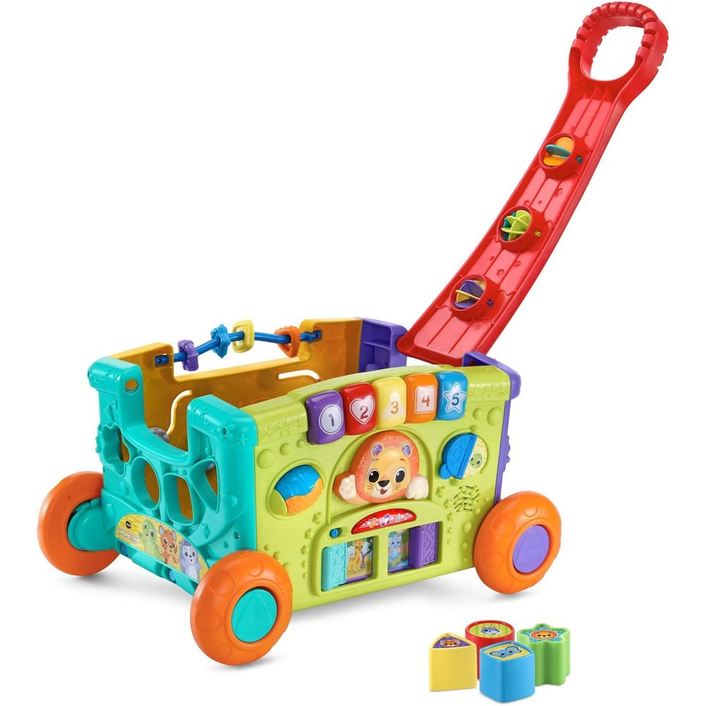 Vtech Sort and Discover Activity Wagon for Toddlers Red front view showing the shape sorter slots