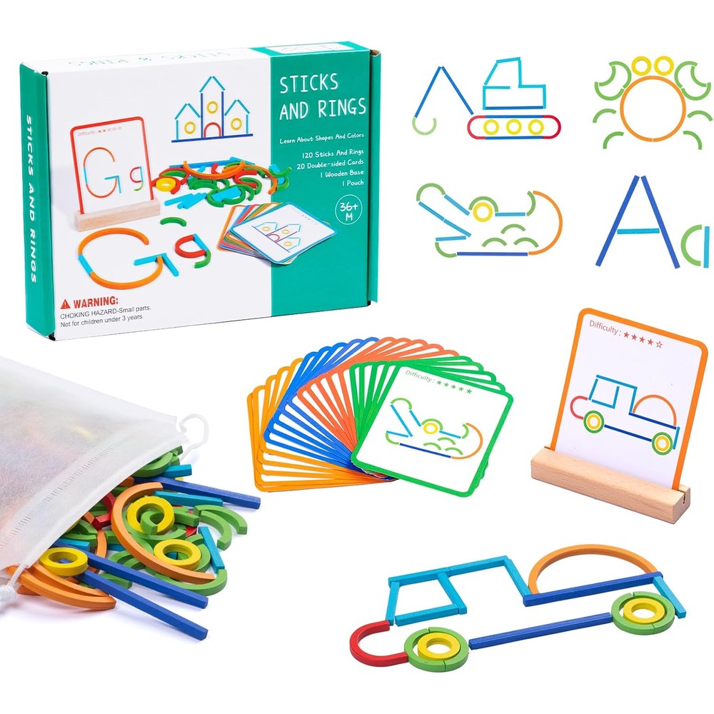 Pajojoqa 142pcs wooden Montessori STEM puzzle set front view