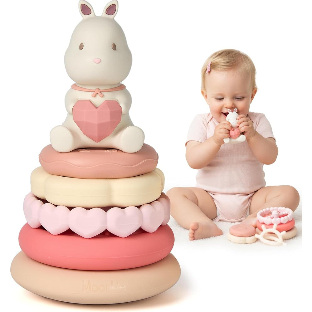 Moonkie Bunny Baby Stacking Toys 7-piece silicone set front view