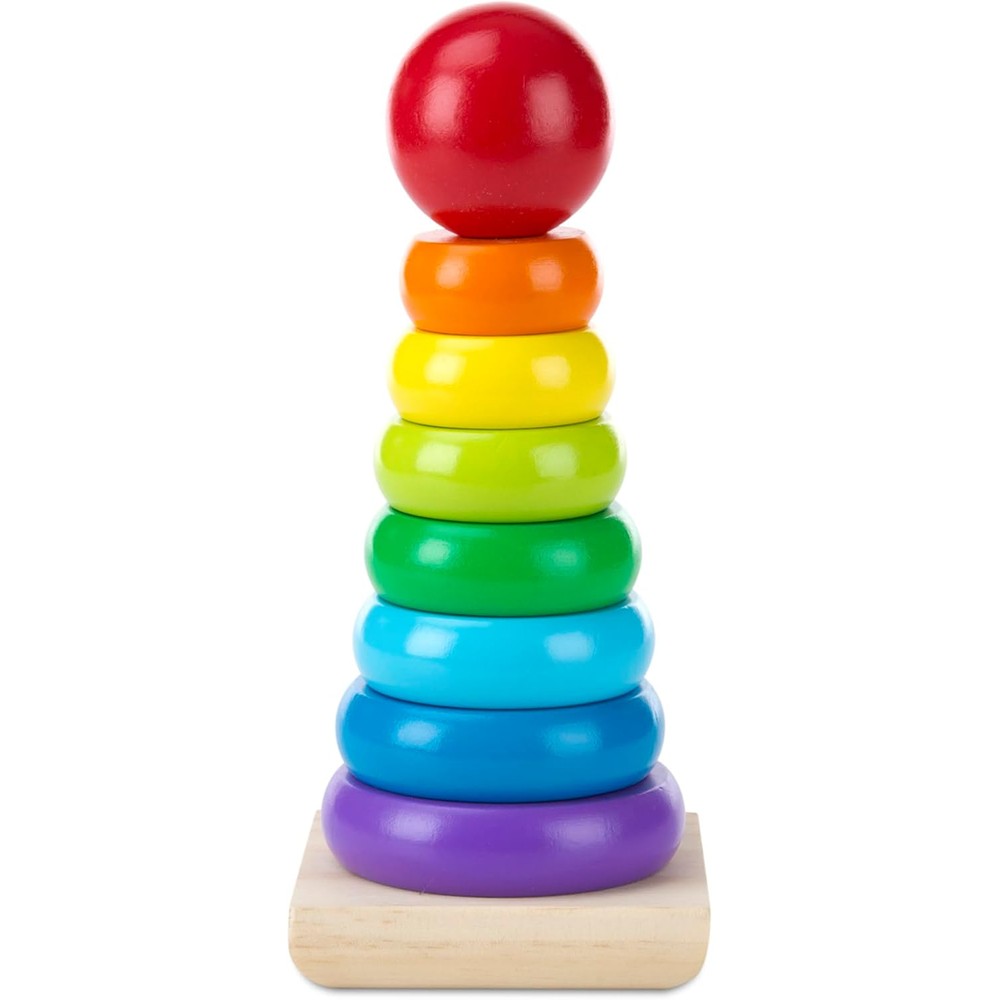 Melissa And Doug Rainbow Stacker Wooden Ring Educational Toy For Toddlers Ages 2 Plus - Image 1