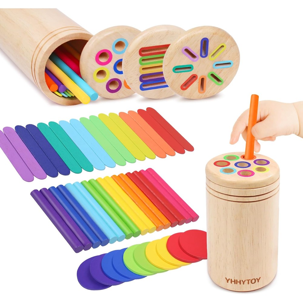 Yhhytoy Montessori 3 in 1 sensory color sorting toy front view