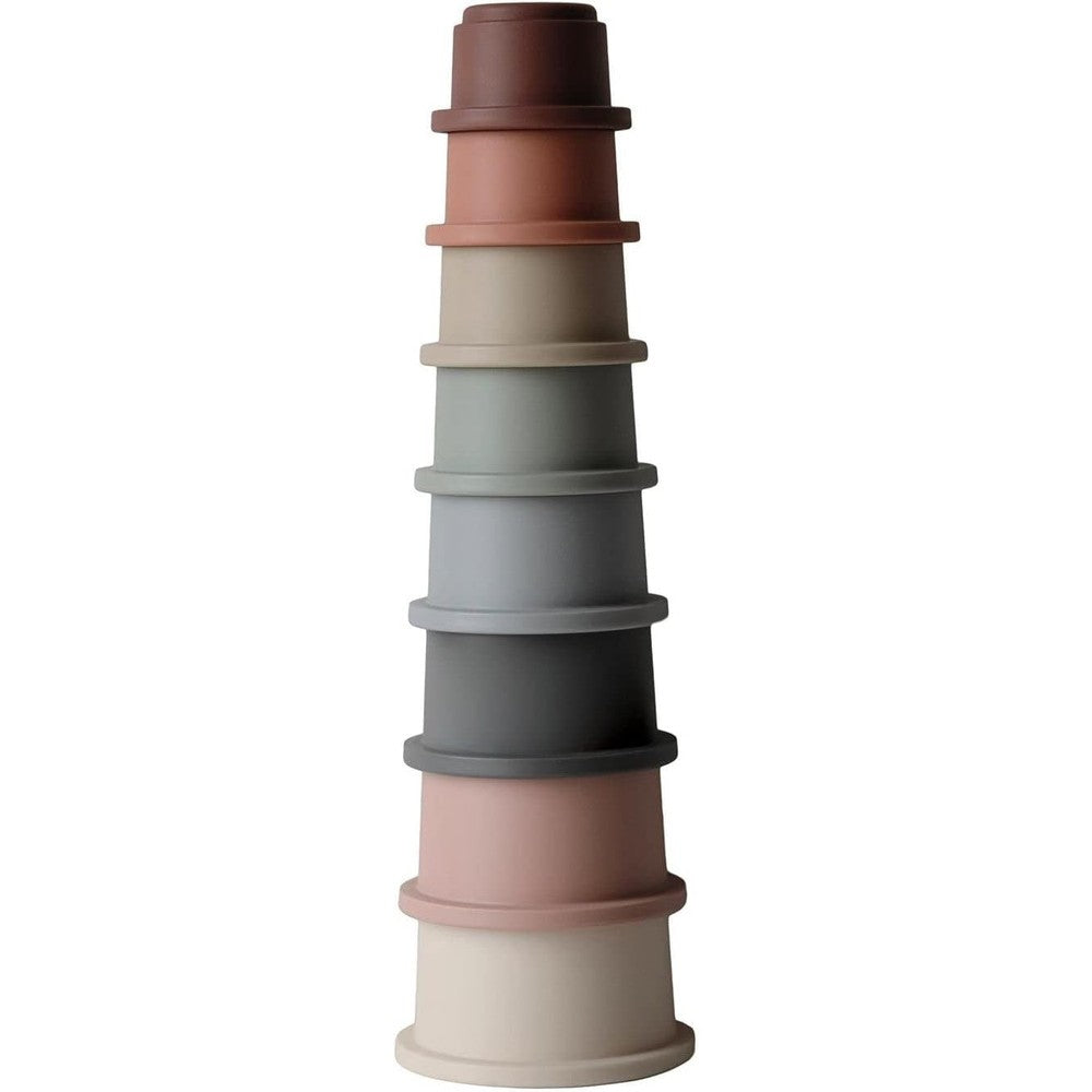 Mushie stacking cups toy original Danish design front view