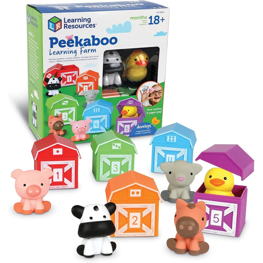 Learning Resources Peekaboo Learning Farm toy set front view
