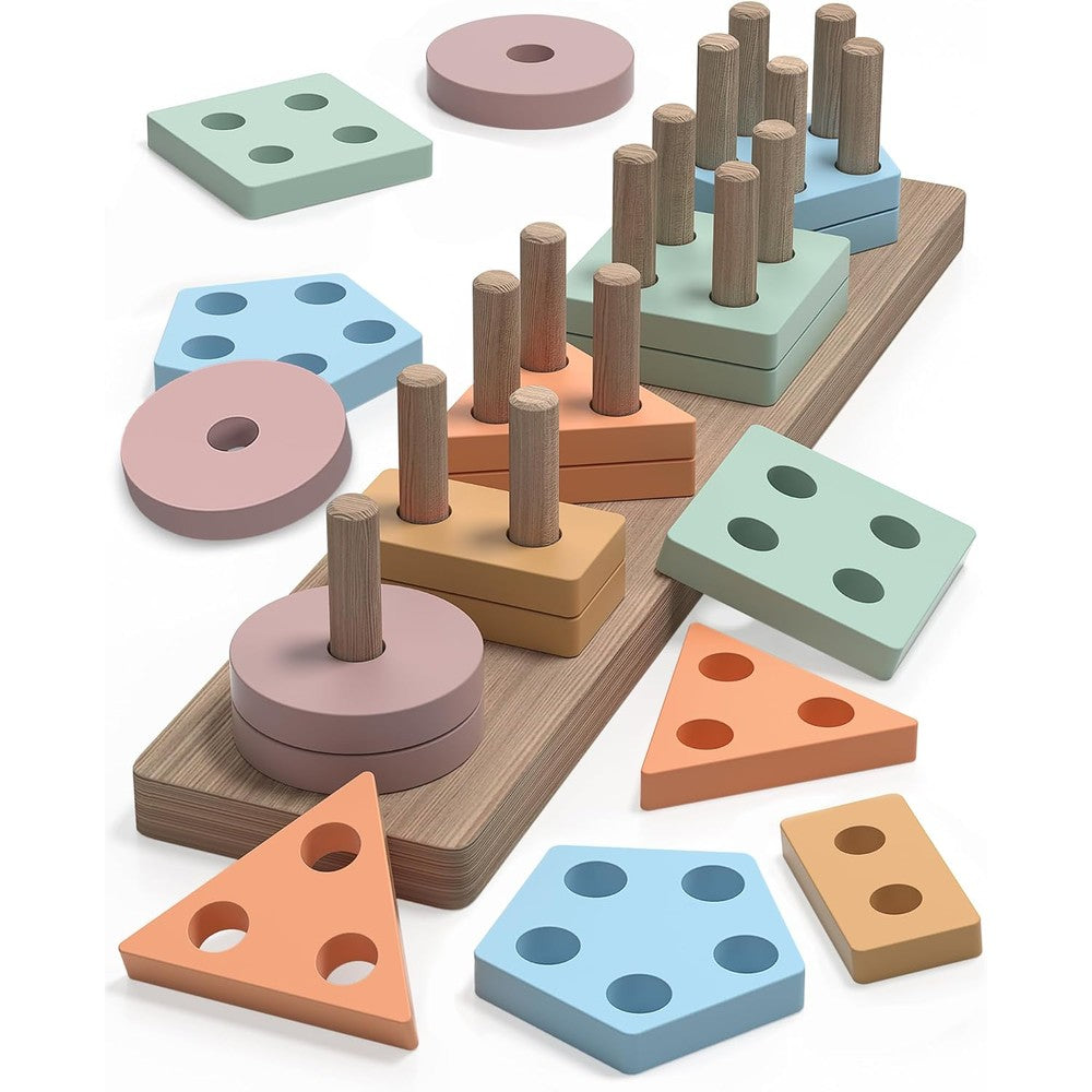 Kecristv Montessori wooden shape sorter toy front view