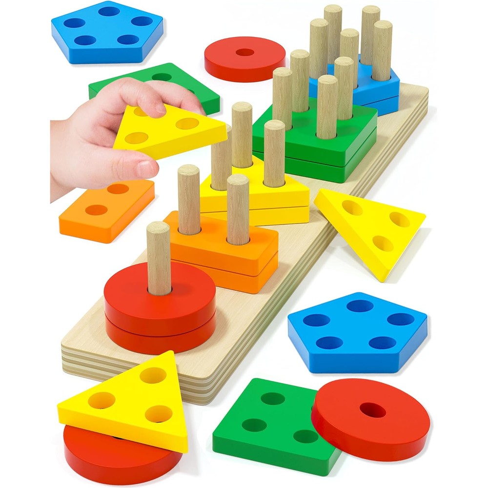 All Star Kids Montessori wooden shape sorter front view